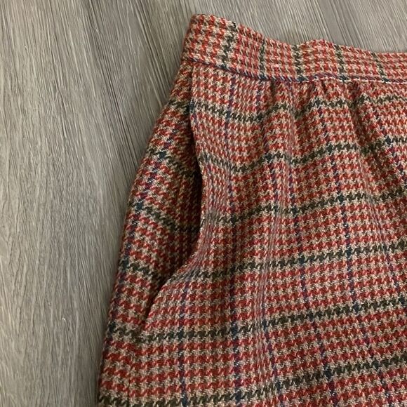 Vintage J.G. Hook Wool Skirt Plus Size Fall Red, Green Blue Houndstooth Plaid Sk - Picture 5 of 9